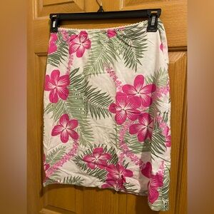 Roxy White Tropical Skirt with Pink Floral Print